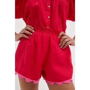 TUCKERNUCK Hibiscus Red Linen Ava Short Size M NWT Retail $128 Tuckernuck